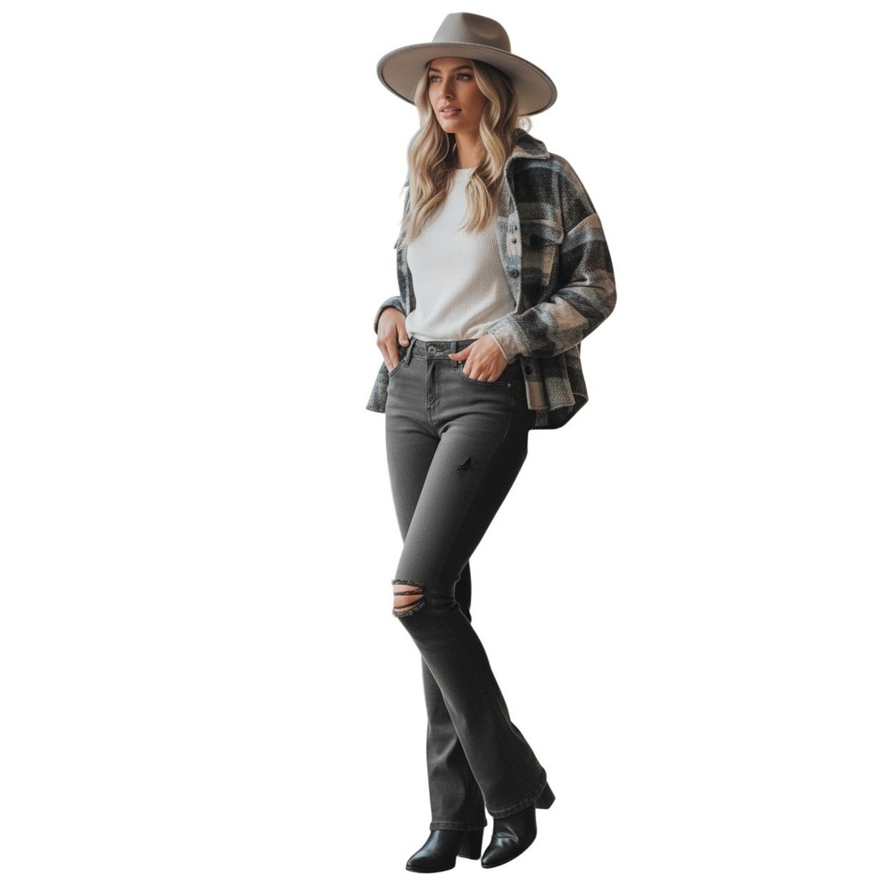 PAIGE Verdugo Crop Black Distressed Skinny Jeans Size 27